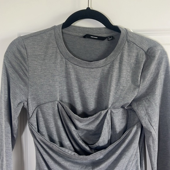 Vera Moda nelly Ruched Knit Top, Heather Gray, Size Small - Picture 5 of 8